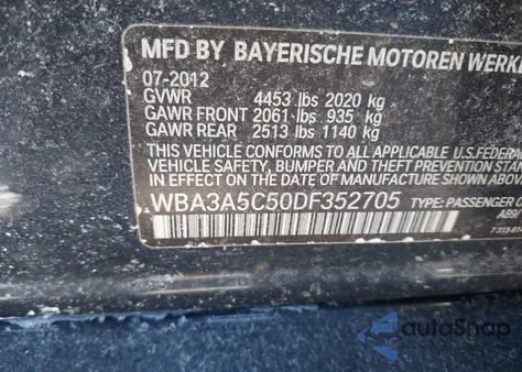 2013 BMW 328I z USA, uszkodzony, nr VIN WBA3A5C50DF352705